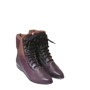 Women Vintage Leather Multi Colored Lace Up Ankle Boots By Wild Pair Size 7.5B